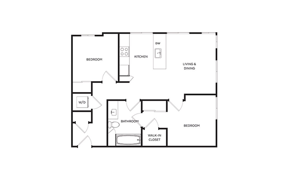 C3.1 - 2 bedroom floorplan layout with 1 bathroom and 831 - 884 square feet